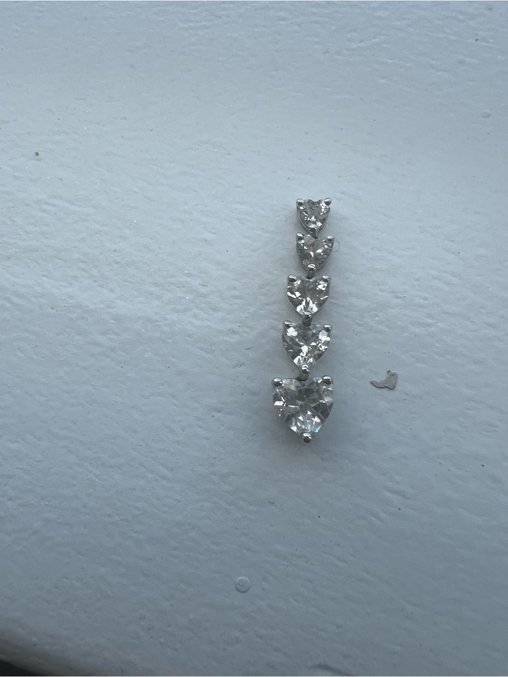 Zales Silver-Tone Heart Drop Pendant with Clear Stones